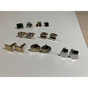 VINTAGE cufflink lot 4 sets and singles gold silver tone mid century accessories